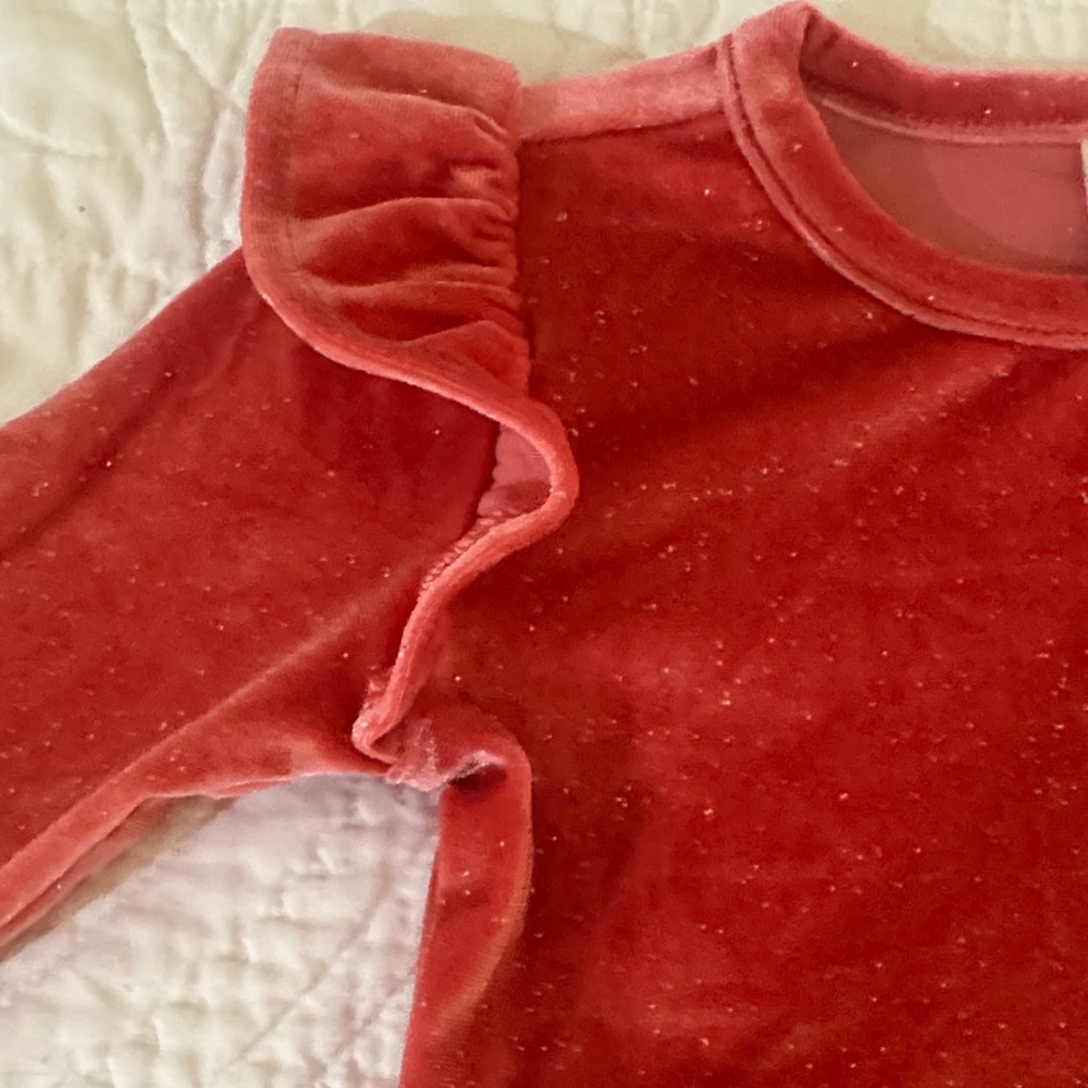 Tucker + Tate Pink Glitter Velour Long Sleeve Jumpsuit 12 months new with tags - Picture 3 of 7